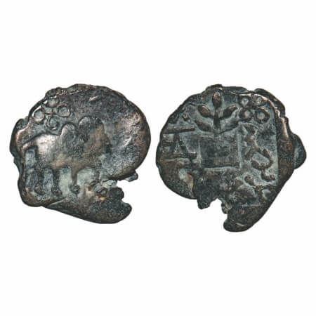 Post-Mauryan, Kaushambi Region, Sarpamitra, Copper Unit, 6.49g, 20.94x19.95mm, Obv: Humped