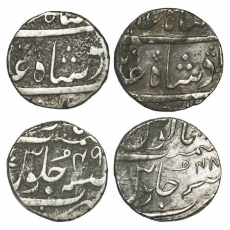 Surat Nawabs, Silver Rupees (2 coins), 11.31, 11.46g, (Surat Mint), 48 & 49 RY, INO Shah A