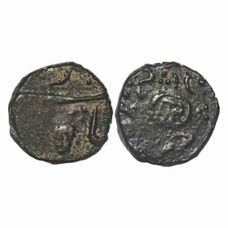 Bhaunagar, Copper Trambiyo, 3.04g, Thakurs of Bhaunagar, INO Shah Jahan III, 'Shri' overst