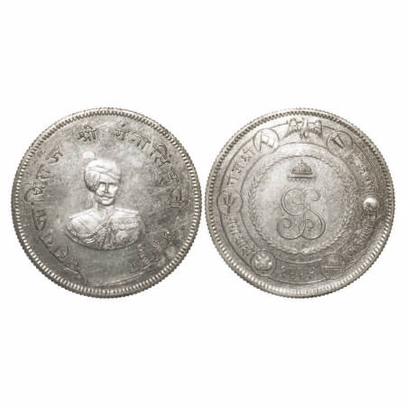 Bikanir, Silver Prooflike Rupee, 13.07g, Ganga Singh (VS 1944-1999 / 1887-1942 AD), VS 199