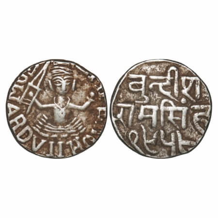 Bundi, Silver Chera Shahi Rupee, 10.98g, Ram Singh, VS 1958 (1901 AD), 24.23mm broad flan,