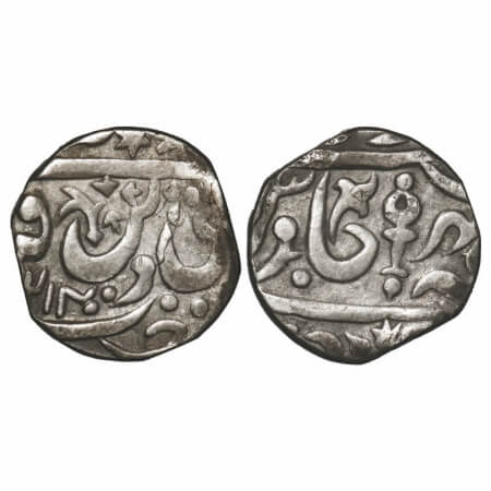 Datia, Silver 1/2 Rupee, 5.28g, Raja Shahi Series, AH 1212/ 4x RY. KM C37. Very Fine, Scar