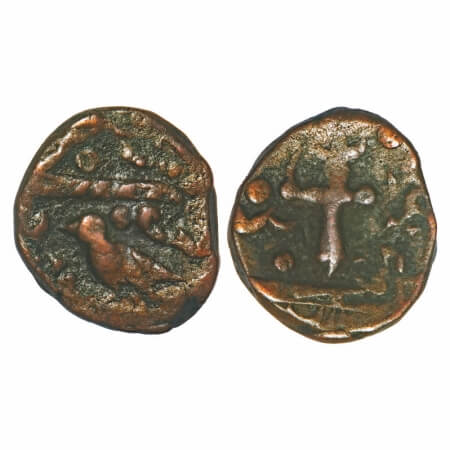 Dhar, Copper Round Paisa, 11.16g, Unknown Mint, INO Shah Alam II, with Bird (pigeon) on ob