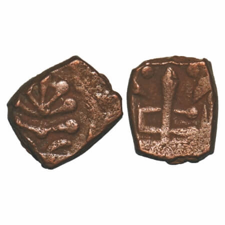 Dhar, Copper Square Kachha Paisa, 12.00g, British Protectorate, INO Shah Alam II, sword on