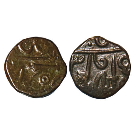 Gwalior, Copper 1/4 Paisa, 3.78g, Daulat Rao Sindhia (AH 1209-1243/1794-1827 AD), INO Muha