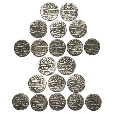 Gwalior, Silver Rupees (10 Coins), Daulat Rao Sindhia (AH 1209-1243/1794-1827 AD), Sheopur