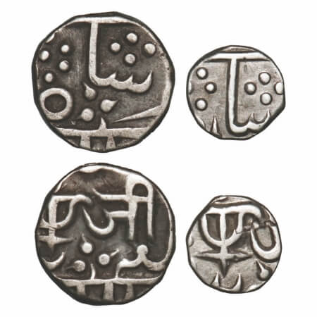 Gwalior, Silver ½ & 1/8 Rupee (2 Coins), 5.40 & 1.30g, Jayaji Rao Sindhia (AH 1259-1304/18