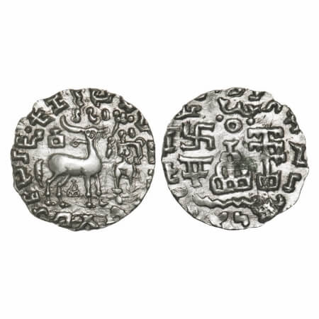 Kunindas, Amoghabhuti (c. 200 BC), Silver Drachma, 2.14g, 17.25x17.31mm, Three arched hill