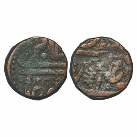 Indore, Copper ½ Anna, 16.19g, British Protectorate Issues, Maheshwar Mint, AH 1230, INO S