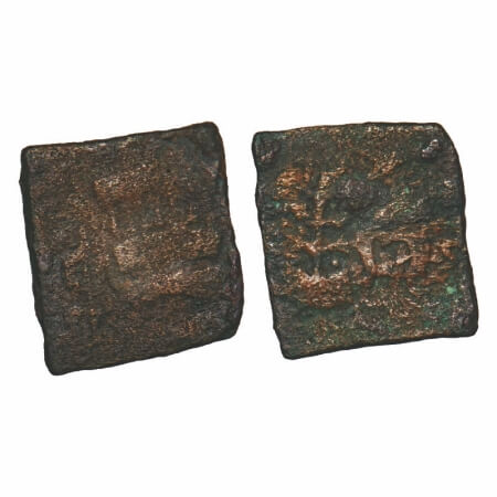 Audumbaras (c. 100 BC), Tribe of Punjab, Copper Unit, 1.56g, 15.54x14.11mm, Obv: Double st