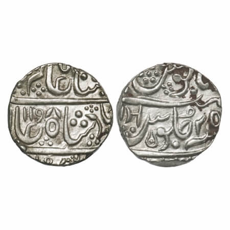 Indore, Silver Rupee, 11.11g, Ahalyabai (AH 1179-1210 / 1765-1795 AD), AH 1198/25 RY, Malh
