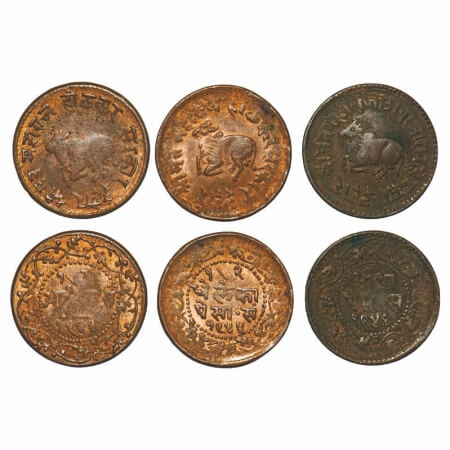 Indore, Copper ½ Paisa/Adhela (3 Coins), Shivaji Rao (VS 1943-1960 / FE 1296-1313 / 1886-1