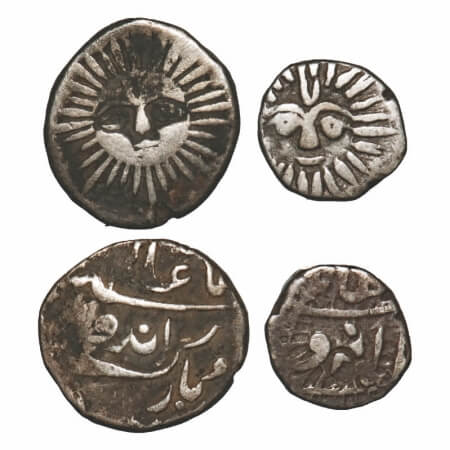 Indore, Silver 1/4 & 1/8 Rupee (2), 2.76 & 1.38g, Shivaji Rao (1886-1903 AD), Indore Mint,