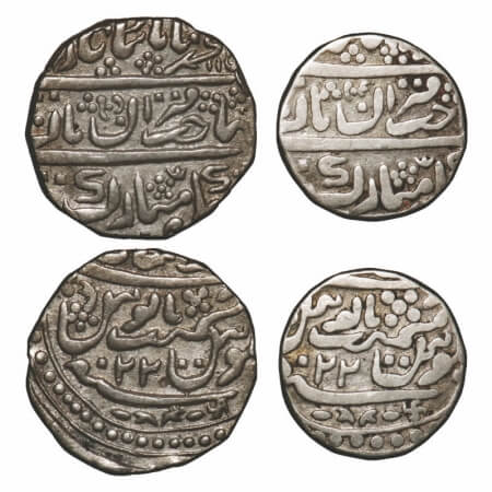 Jaisalmir, Silver Rupee & ½ Rupee (2 Coins), 11.01 & 5.38g, Ranjit Singh (1846-1864 AD), A