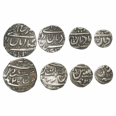 Jaisalmir, Silver Rupee, ½, ¼ & 1/8 Rupee (4 Coins), Ranjit Singh (1846-1864 AD), Akhey Sh