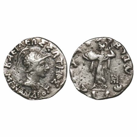 Indo-Greek, Menander I (c. 160-145 BC), Silver Drachms, 2.07g, 15.85x15.99mm, Obv: Diademe