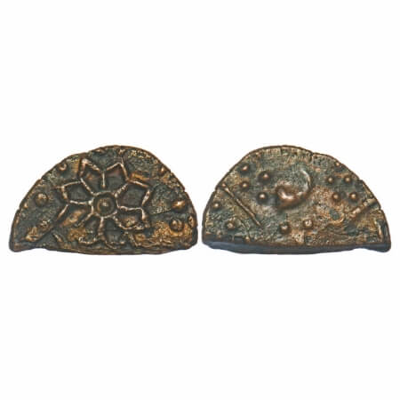 Lunawada, Copper ½ Paisa, 2.87g, Wakhat Singhji (VS 1924-1986-1867-1929AD), flower symbols