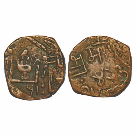 Lunawada, Copper Round Paisa, 7.51g, Wakhat Singhji, (1942 VS), Triple Struck, Obv: 2 Diet