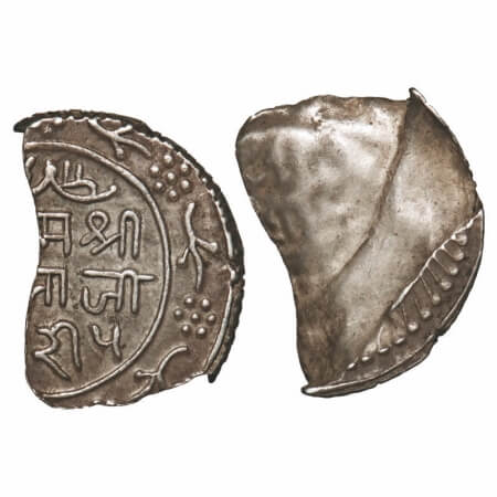 Nawanagar, Silver 5 Kori, 3.59g, Vibhaji (VS 1909-1951/1852-1894 AD), (Error Coin), Obv: (