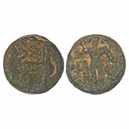 Indo-Scythian, The Saka King of Mathura, Rajuvula, Lead unit, 2.49g, 13.07x13.29mm, Obv: L