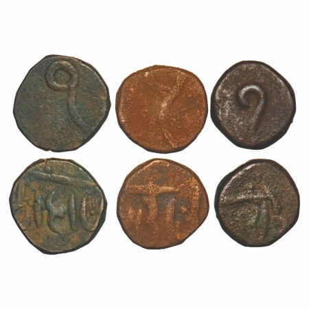 Rewa, Copper Paisa (3 Coins), 10.45, 11.83 & 14.74g, Jai Singh Deo (VS1866-1892, 1809-1835
