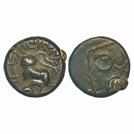 Satavahanas, SiriSatakarni, Junnar Lioness type, Copper Unit, 4.27g, 15.65x15.79mm, Obv: L