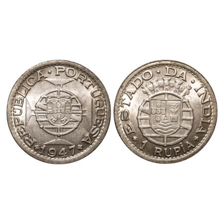 Indo Portuguese, Half Silver, Rupia, Republic, 1947. A.Gomes (page 605) 11.01 / KM 27. Ext