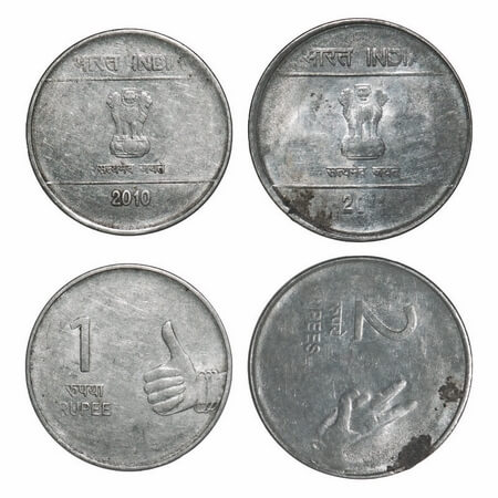 1 & 2 Rupees, FSS, (2 Coins), 1) 1 Rupee, Mudra type, 2010, Calcutta mint, 2) 2 Rupees, 20