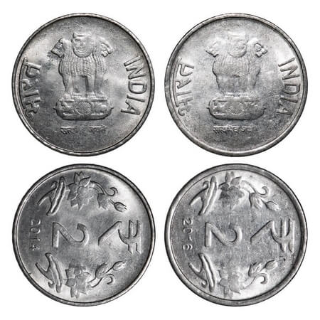 2 Rupees, FSS, (2 Coins), Calcutta mint, 2014 & 2016, both with error reverse 3 o'clock. E