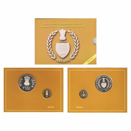 2011, Proof Set of 2 Coins, 150 Years of Comptroller & Auditor General of India 1860 - 201