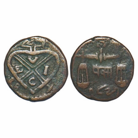 Bombay Presidency, Copper Pice, 6.86g, 1821 AD. Bankot Mint, Obv: Bale Mark with date belo