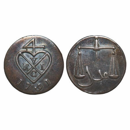 Bombay Presidency, Copper 1 ½ Pice/6 Reas, 9.35g, Soho Mint, 1791 AD. Obv: Bale Mark and d