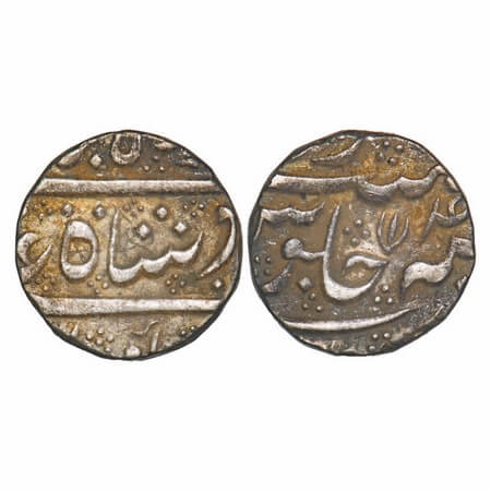 Madras Presidency, Silver Rupee, 11.42g, (1748-1754 AD Issue), lotus type, 4 RY, (Arcot) m