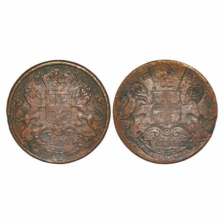 William IV, Copper, Quarter Anna, 1835, Error, Obv Lakhi. Fine+. Rare.