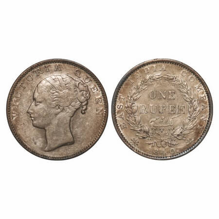 Victoria Queen, Silver, Rupee, 1840, CL, Madras Mint, A/VII, English Head, 'S' incused, Wr