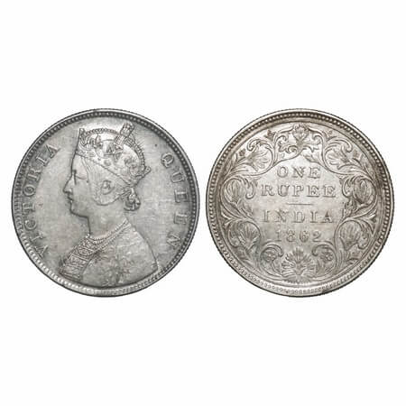Victoria Queen, Silver, Rupee, 1862, Bombay Mint, B/II/1/0. F. Prid 69. GK 286. Extremely 