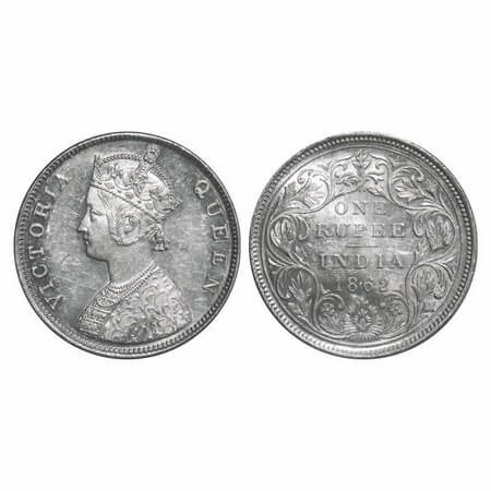 Victoria Queen, Silver, Rupee, 1862, Bombay Mint, B/II/2/0. F. Prid 71. GK 287. Mint State