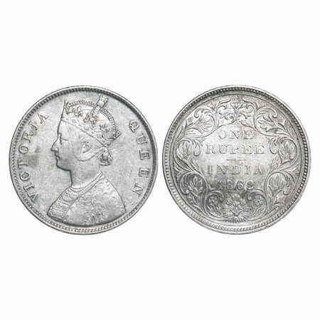 Victoria Queen, Silver, Rupee, 1862, Bombay Mint, B/II/0/3, 3 dots placed are in straight 