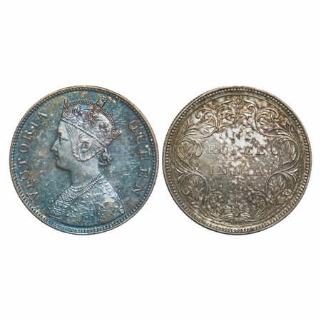 Victoria Queen, Silver, Rupee, 1862, Bombay Mint, B/II/0/3, 3 dots placed are in straight 