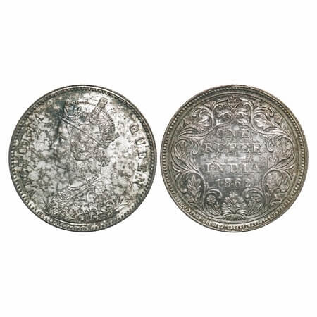 Victoria Queen, Silver, Rupee, 1862, Bombay Mint, A/II/0/4. F. Prid 79. GK 308. About Unci