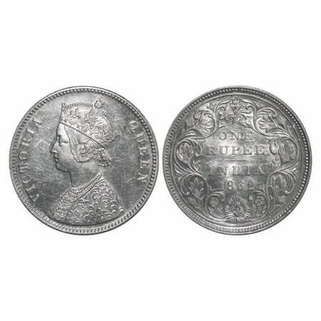 Victoria Queen, Silver, Rupee, 1862, Bombay Mint, A/II/0/5, Broken 'D' in India, Few alpha
