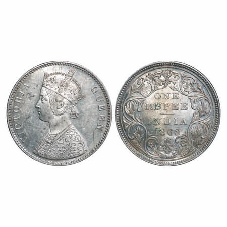 Victoria Queen, Silver, Rupee, 1862, Bombay Mint, A/II/0/6, w/o initial 'J', Complete 'D' 