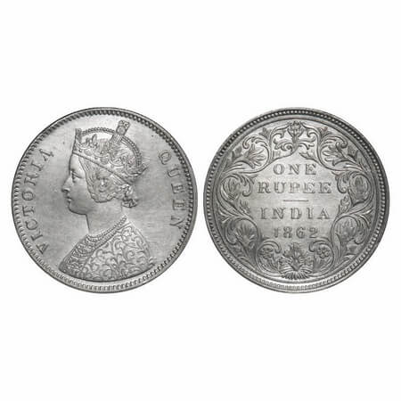 Victoria Queen, Silver, Rupee, 1862, Bombay Mint, A/II/0/6, w/o bottom stroke of numeral 1