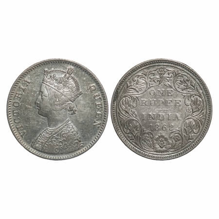 Victoria Queen, Silver, Rupee, 1862, Bombay Mint, A/II/1/1, w/o initial 'J'. F. Prid 99. G