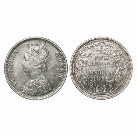 Victoria Queen, Silver, Rupee, 1862, Bombay Mint, C/II/1/2, Inclined 1, Earlier dies re us