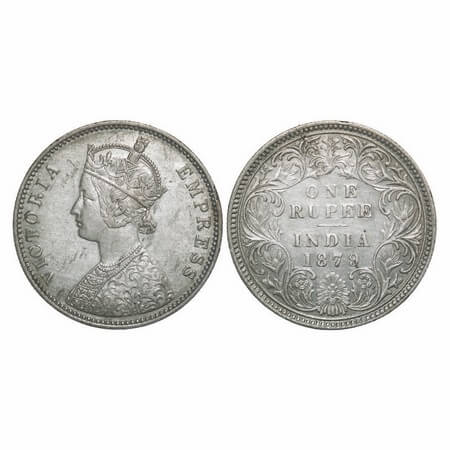 Victoria Empress, Silver, Rupee, 1879, Bombay Mint, A3/I, Dot. F. Prid 154. GK 460. Extrem