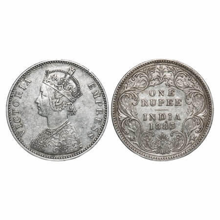 Victoria Empress, Silver, Rupee, 1883, Bombay Mint, A3/I, 'B' raised and dot, Dual mint ma