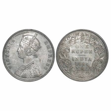 Victoria Empress, Silver, Rupee, 1883, Bombay Mint, A3/I, 'B' raised, Normal numeral 3. F.