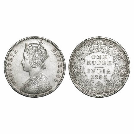 Victoria Empress, Silver, Rupee, 1883, Bombay Mint, A3/I, 'B' raised. F. Prid 164. GK 482.