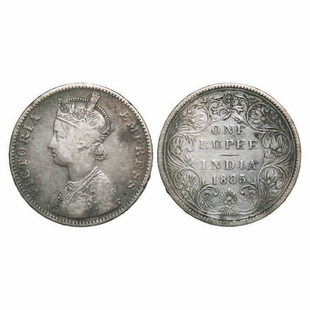 Victoria Empress, Silver, Rupee, 1885, Bombay Mint, A3/II(i), 'B' raised top and bottom, D